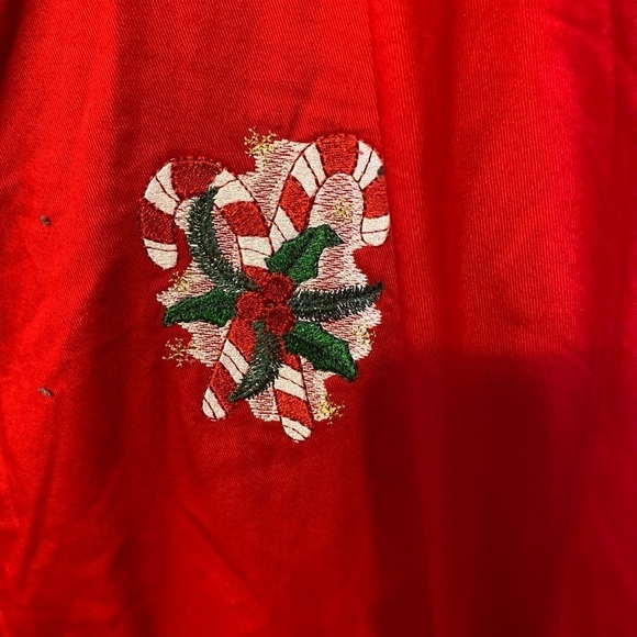 Blue Generation Womens Long Sleeve Embroidered Button Top Size 4XL Red Christmas - Picture 7 of 12